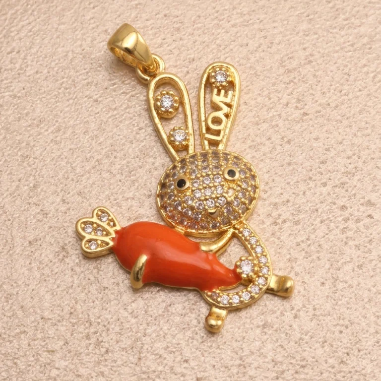 Dij. conejo zanahoria rodio 2,8cm - DRG744 - Foto 1